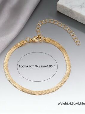 Gold Herringbone Chain Anklet